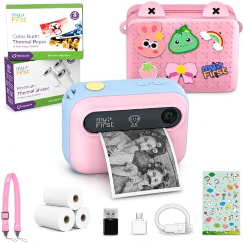myFirst Kids Instant Print Camera, 16MP Camera, 9 Rolls Paper, Travel Case by myFirst