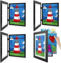 4 Pack 9x12 Front-Opening Kids Artwork Frames Changeable (Black) by GoldenStateArt