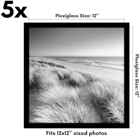 Americanflat 12x12 Picture Frame 5-Pack - Slim Molding - Black - Image 2