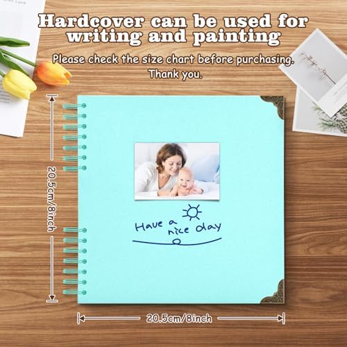 8x8 Inch Sky Blue DIY Scrapbook Album,Hardcover Memory Book,80 Pages (40 Sheets) Kraft Photo Album for 4x6 / 5x7 Pictures, Perfect for Wedding,Family, Anniversary, Christmas & Travel Memories - Image 2