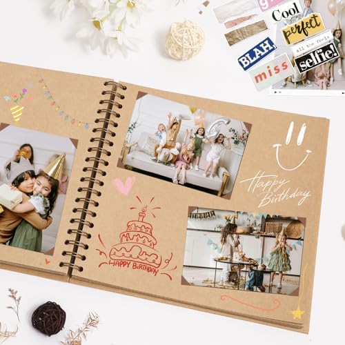 Scrapbook Album 10x10 Inches 40 Pages Hardcover Kraft Paper Brown - Image 2