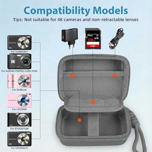 Digital Camera Case for Kodak PIXPRO FZ55/FZ45/CAMKORY, Dark Gray - Image 3
