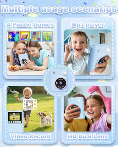 Instant Print Camera for Kids, 1080P Instant Digital Print Cameras for Toddler, Portable Toy for 4 5 6 7 8 9 10 Year Old Girl, Christmas Birthday Gifts for Girls Boys with SD Card Blue - Image 3