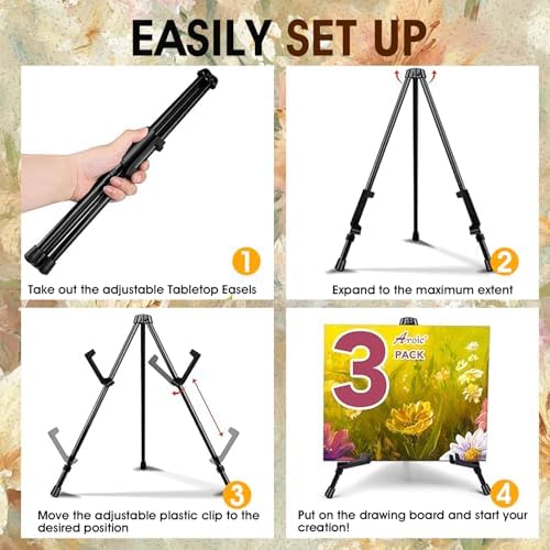 AROIC 3 Pack 14'' Tabletop Easels, Black Steel Table Top Easels for Display - Image 3