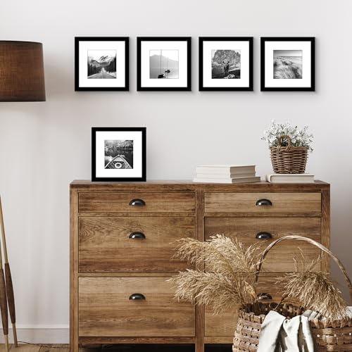 Americanflat 8x8 Picture Frame 5-Pack - Matted to 5x5 - Black - Image 5