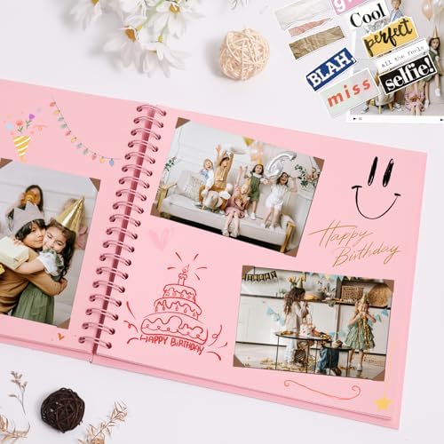 Scrapbook Album 10x10 Inches 40 Pages Hardcover Kraft Paper Pink - Image 2