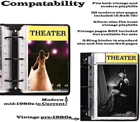 2Fold Binder for Holding Broadway Play Program and Theater Programs with 30 Custom Sheet Protectors - PU Leather - Fits Programs from Mid 1980s to Modern (Black EmbossedP) - Image 5