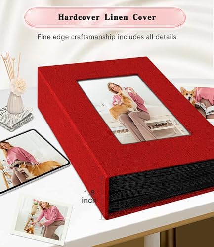 Ejblfe Photo Album 4x6,Linen Cover Slide-in Photo Album Book Can Holds 100 4x6 Photos with 50 Black Sheets for Family,Wedding,Baby and Holiday Pictures (Red) - Image 5