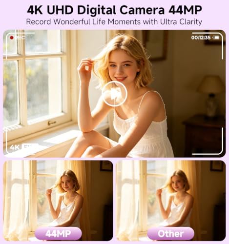 Digital Camera 4K, Autofocus Compact Digital Camera for Photography with 16X Zoom, 64GB Card & 2 Batteries - Image 2