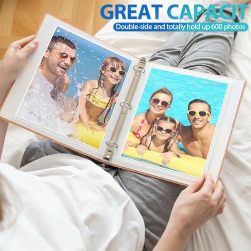 Feifeiya 150 Pack 8 x 10 Photo Sleeves for 3 Ring Binder(for 300 Pictures) archival Photo Page Protectors Holds Clear Plastic Refill Pages Plastic Album Refill Pages - Image 6