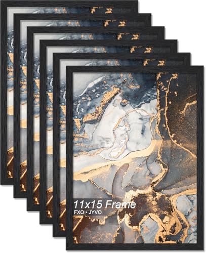 Fxojyvo 11x15 Picture Frame Set of 6 Black Engineered Wood Wall Hanging by Fxojyvo