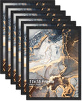 Fxojyvo 11x15 Picture Frame Set of 6 Black Engineered Wood Wall Hanging by Fxojyvo