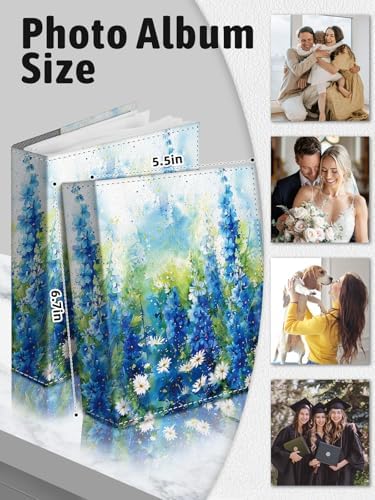 Photo Album 4x6, 56 Pockets Small Picture Book Blue Daisy Flower - Image 6