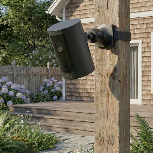 Adjustable Wall Mount Compatible with Ring Spotlight Cam Pro/Plus (Battery), Ring Stick Up Cam (Battery), Outdoor Security Camera Mount with Strap for Wall, Pole or Tree Installation, Black - Image 6
