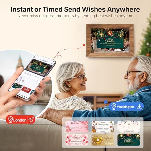 Uhale Digital Picture Frame 32GB Storage 10.1 Inch Wood WiFi Electronic Photo Frames SD Card Slot IPS Touch Screen HD Display Auto Rotate Slideshow Share Videos Photos Instantly Send Wishes Remotely - Image 6