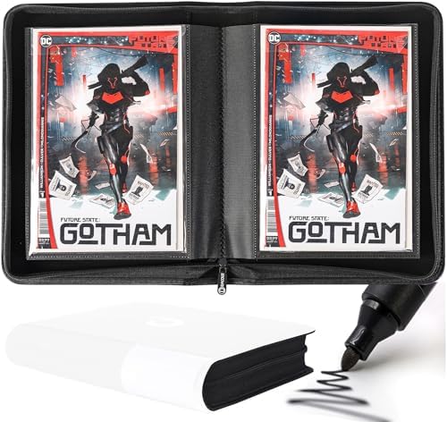 D DACCKIT Comic Binder, Comic Book Album with Sleeves Fits Regular Comics and Comic Bagged and Boarded, Comic Storage Binder Holds 24 Comic Books（Model A，Classic White） by DDACCKIT
