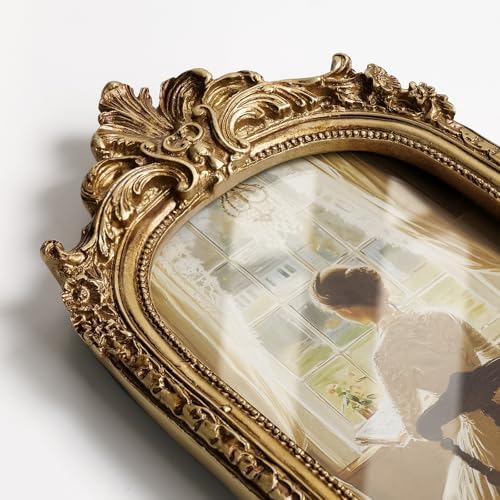 Cuspin 4x6 Vintage Arched Picture Frame Gold Ornate Resin Photo Frame - Image 2