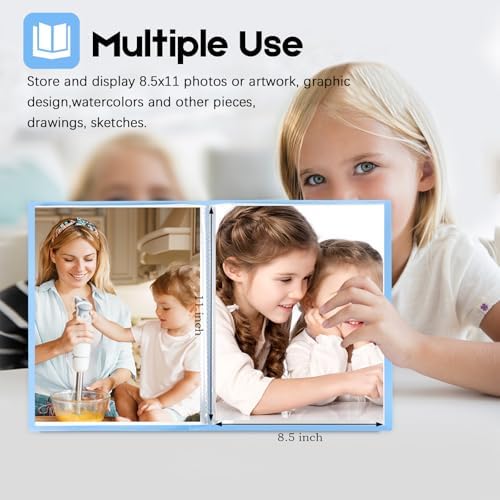 Aevdor 2 Pack 8.5x11 Photo Albums, Holds 136 Photos, Art Portfolio, Black - Image 3
