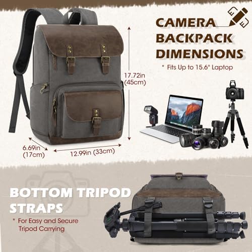 RAINSMORE Vintage Camera Bag with Side Access for DSLR/SLR Mirrorless - Image 6