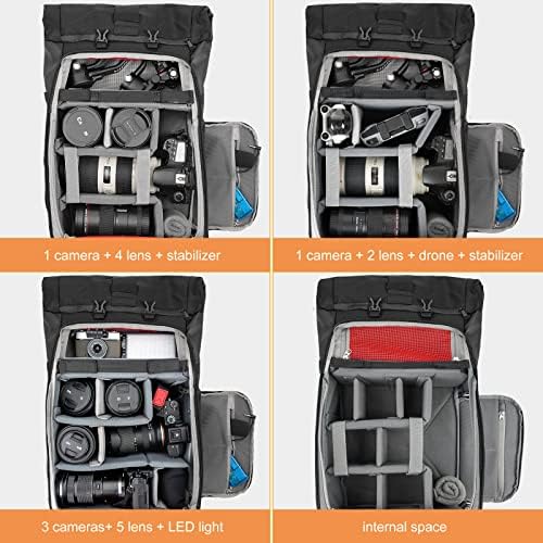 Besnfoto Camera Backpack Waterproof Camera Bag Satchel for Photographer DSLR SLR Mirrorless with Laptop Compartment and Rain Cover - Image 2