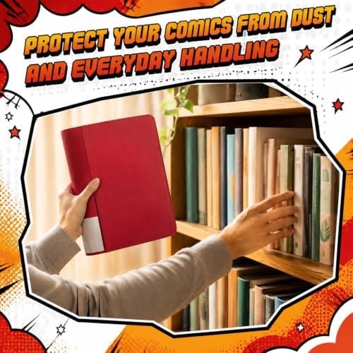 Zhehao 1 Pack Comic Book Binder, 20 Sleeves, Holds up to 40 Comics, Red - Image 4