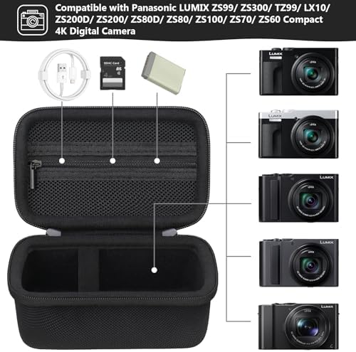 Camera Case for Panasonic LUMIX ZS99 / ZS300 Digital Camera, Black - Image 2