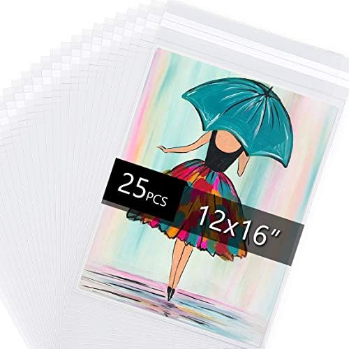 25 Pack Acid Free Crystal Sealed Clear Bags for 12x16 Art Prints, Photos by FallinginArt