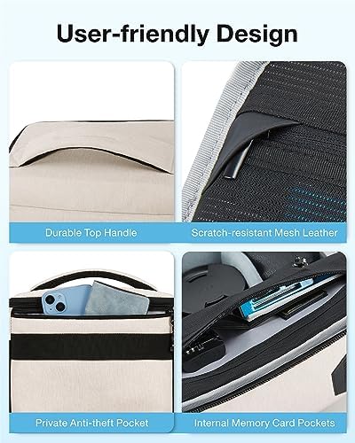BAGSMART Camera Sling Bag with Tripod Holder & Rain Cover, Ivory White - Image 6