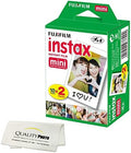 Fujifilm INSTAX Mini Instant Film (White) for Fujifilm Mini 8,9,11,12 Cameras w/Quality Photo Microfiber Cloth (20 Prints) by FUJIFILM