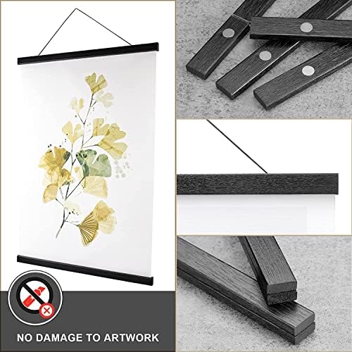 WITCOLOR 32" Wide Magnetic Poster Hanger Frame - 32x24 32x45 32x40 Wooden Poster Frame, Solid Black Wood, Strong Magnets for Easy Hanging Posters Maps Pictures Canvas Scrolls Print Wall Art - Image 4