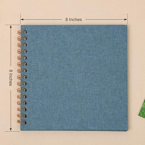 Scrapbook Photo Album 8x8 Inches 40 Pages Linen Cover Blue - Image 3