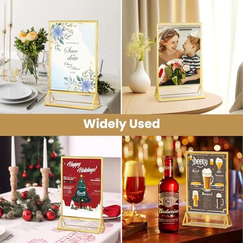 Acrylic Sign Holder 4X6 Double-Sided Gold Picture Frames ，6 Pack - Image 7