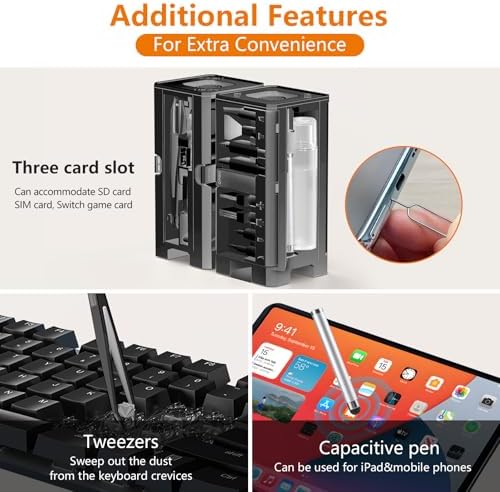 32-in-1 Phone Cleaning Kit for Ports, Earbuds & Keyboards (Black) - Image 4