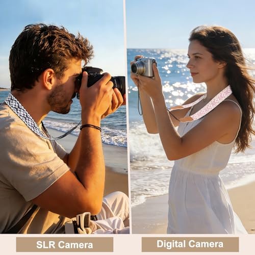 Universal Camera Strap - Camera Neck Strap, Adjustable Shoulder Straps Compatible with Canon, Fujifilm, Nikon, Olympus, Panasonic and other SLR and mirrorless cameras - Purple and Black Geo - Image 2