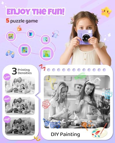 TIATUA Kids Instant Print Camera, 1080P HD Video Digital Toy, Purple - Image 5