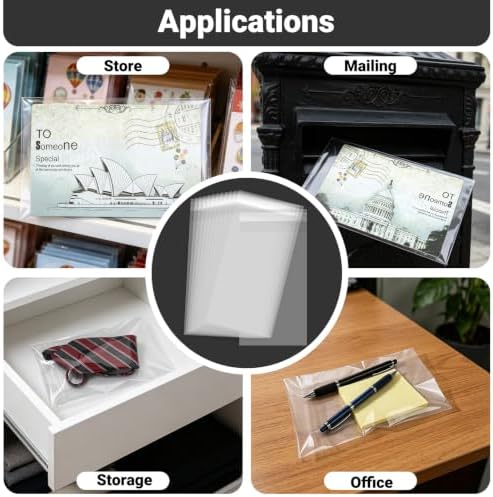 25 Pack Archival Photo Sleeves 3.9x6.5" - Acid Free Crystal Clear Plastic Bags Self Adhesive, Clear Paper Sleeves Protector, Plastic Covers for Paper Photo Prints Cardstock - Image 7
