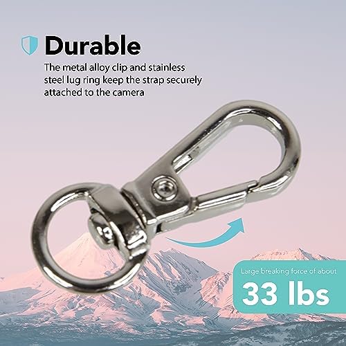 Foto&Tech Small Quick Release Adapter Clip for Camera with Round Lugs for Camera Strap, 33lb Breaking Force (1 Set, Silver) - Image 3
