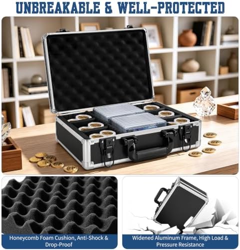 Aluminum Storage Case with Adjustable Dividers, Multi-Function Lockable Storage Carrying Case for Graded Card, Barber Tools, Makeup Tools, etc (Medium) ﻿ - Image 7