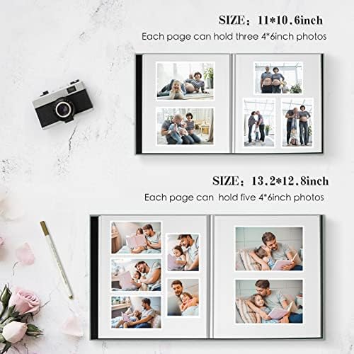Spbapr Large Photo Album Self Adhesive Magnetic Scrapbook,DIY Scrapbook Album for 4x6 5x7 8x10 Picture,40 Pages Linen Cover Memory Book for Wedding Family Baby Pets, with Metallic Pen and Scraping - Image 2