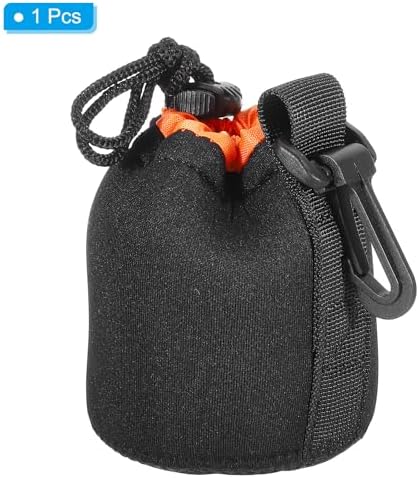 PATIKIL Camera Lens Bag, 1 Pcs 3" ID x 3.9" H Drawstring Lens Pouch with Thick Protective Neoprene, Lens Case for DSLR Camera Lens, Water Coffee Cups Black, Orange - Image 3
