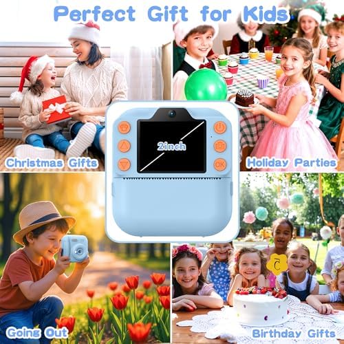 Kids Instant Camera with 64GB SD Card, Portable Digital Camera Toy for Girls and Boys Ages 3-12, Toddler Christmas and Birthday Gift for 3 4 5 6 7 8 9 10 Year Old Kids (Blue) - Image 5