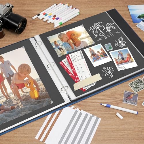 Vienrose Scrapbook Photo Album, 12x12 Inch, 3 Ring Binder, Blue, 60 Pages - Image 3