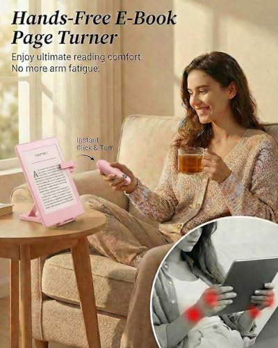 RF Remote Control Page Turner with Upgrade LCD Power Display, Wireless Reading Clicker for Kindle Paperwhite Kobo Oasis iPad, Phone Camera Remote Trigger, 36-Month Warranty (Pink) - Image 3