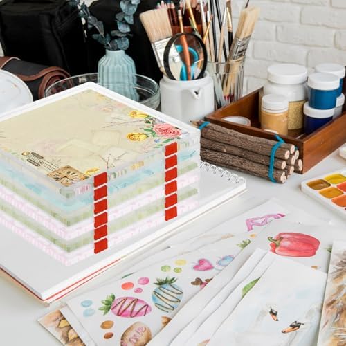 Rainmae 12"x12" Scrapbook Paper Storage, Stackable Plastic File Storage Box, Craft Paper Organizer Case, Textured Papers Storage Containers for Board Game, Document, Magazine, Art Supplies (6 Pack) - Image 7