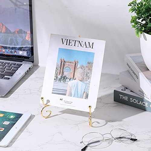 10 Pack 8 Inch Iron Plate Stands for Display, Plate Holder Display Stand, Gold Easel Stands for Photo, Picture Frame, Decorative Plate, Dish, Book and Tabletop Art (Gold, 8 Inch) - Image 3