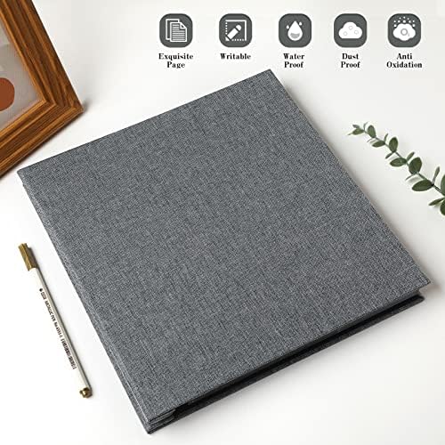 Spbapr Large Photo Album Self Adhesive Linen Cover Magnetic Scrapbook Album DIY Scrap Book 40 Black Sticky Pages for 3x5 4x6 5x7 8x10 Pictures with A Metal Pen 11"x10.6" 40pages - Image 2