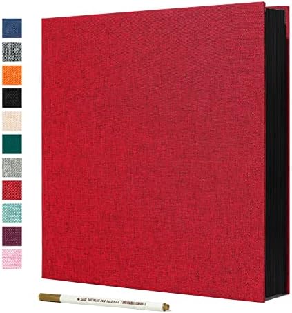 Spbapr Large Photo Album Self Adhesive Linen Cover Magnetic Scrapbook Album DIY Scrap Book 40 Black Sticky Pages for 3x5 4x6 5x7 8x10 Pictures with A Metal Pen by Spbapr