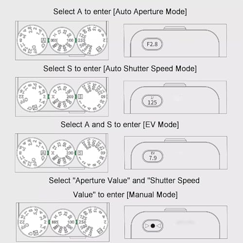 Camera Top Light Meter, Film Camera Exposure Meter, 3 Dials Retro Exposure Indicator, High Precision, Multiple Metering Modes, 20 Hours Endurance, Compatible with Film Cameras White - Image 7