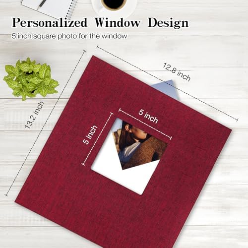 potricher Large Self Adhesive Photo Album 40 Pages, Linen cover, Red - Image 2