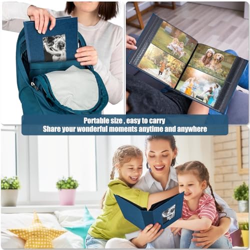 Photo Album 4x6 with 200 Pockets, Slip-in Picture Albums, Linen Cover Memory Book with Front Window, Black Page Vertical Photo Book for Wedding, Family, Anniversary, Baby, Vacation(Blue) - Image 4